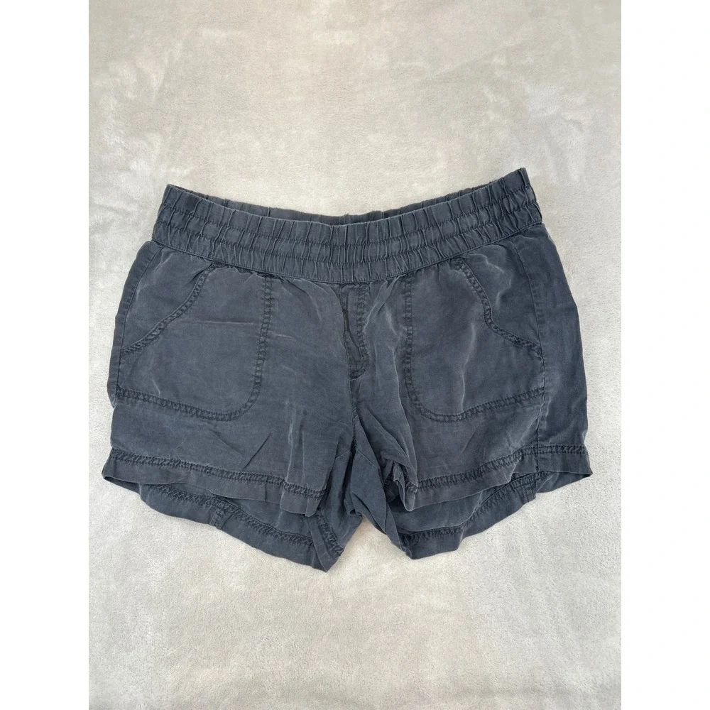 Athleta Shorts Women 12 Gray Lyocell Elastic Waist Casual Patch Pocket 983372